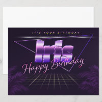 Iris Name Prénom lila retro Carte Anniversaire
