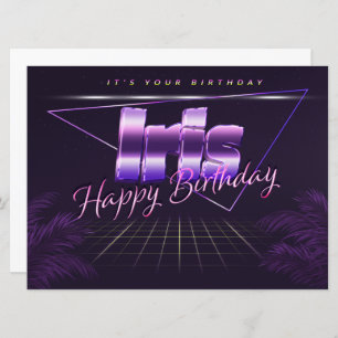 Iris Name Prénom lila retro Carte Anniversaire