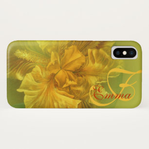 Iris nommé coque iphone jaune floral d'art