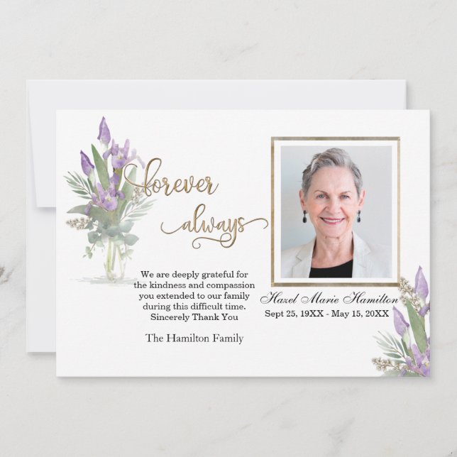 Iris - Photo personnalisée du Merci de la sympathi (Devant)