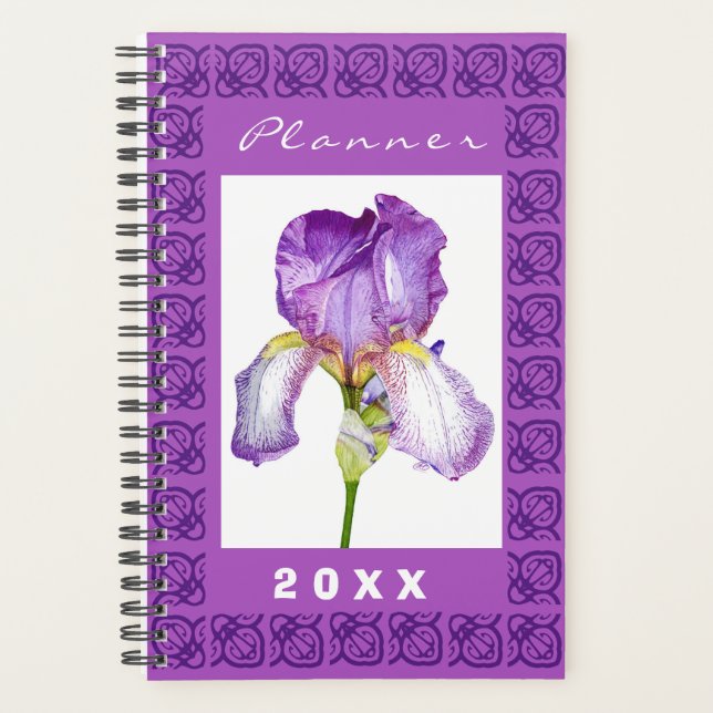 Iris pourpre | Aquarelle Floral Art Planner (Devant)