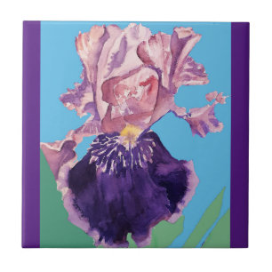 Iris violet Fleurs d'aquarelle irises Carreaux en