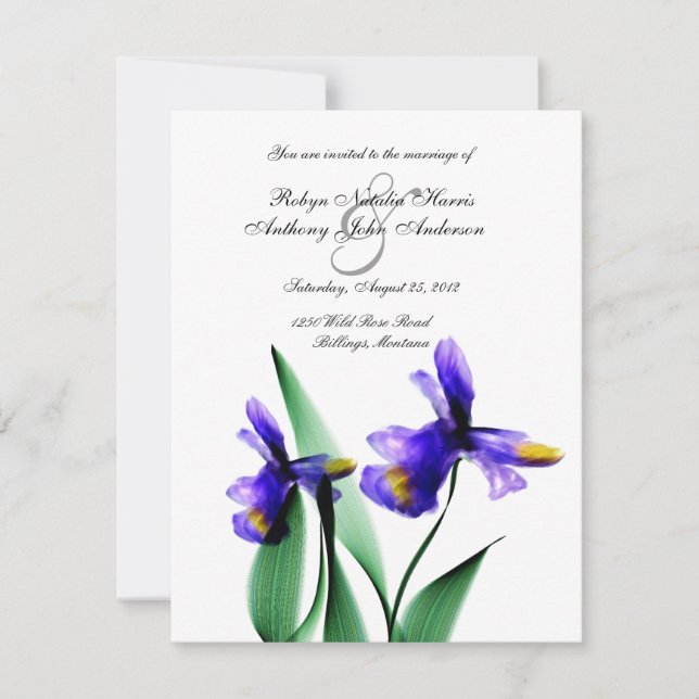 Iris Watercolor Country Garden Invitation au maria (Devant)