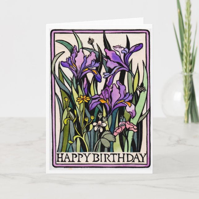 Irises Bonne Carte Anniversaire (Devant)
