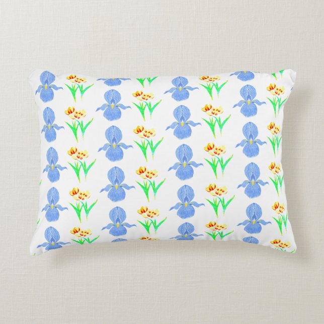 Irises et Tulipes Accent Coussin (Devant)