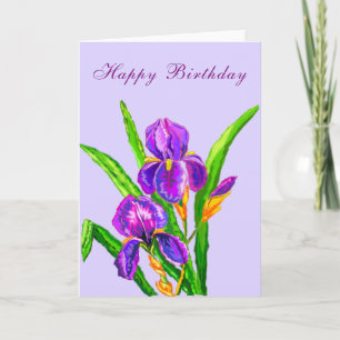 Irises Flowers Bonne Carte Anniversaire