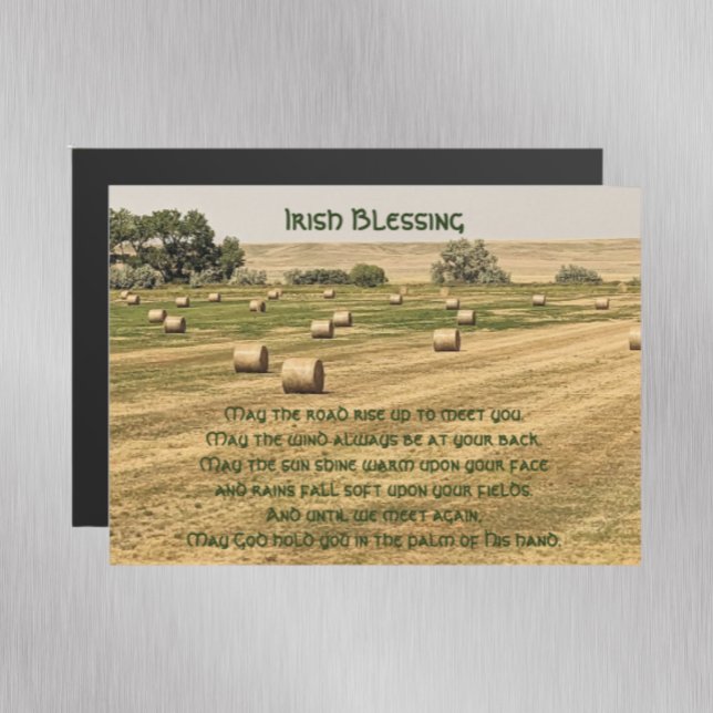 Irish Blessing Hay Bales in a Field Magnetic Card (In Situ Fridge Door)