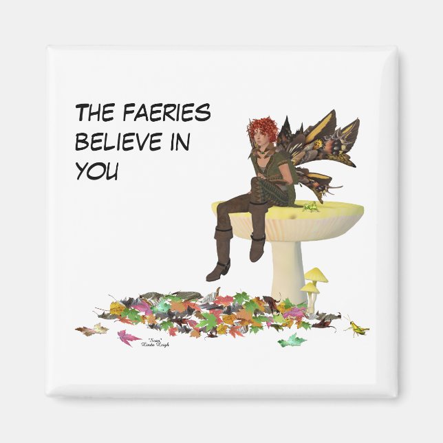 Irish Boy Fairy On Mushroom Magnet (Devant)
