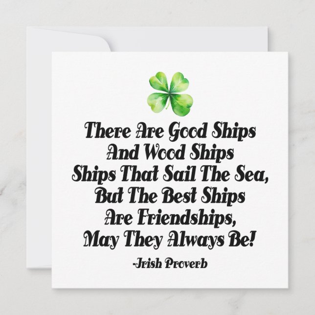 Irish Friendship Ships Proverb Four Leaf Clover  (Devant)