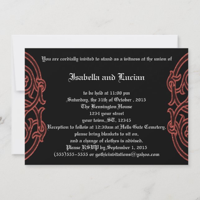 Irish Knots avec poésie Goth Wedding Invitations (Devant)