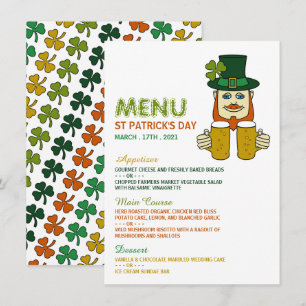 Irish Leprechaun, carte de menu du jour St Patrick