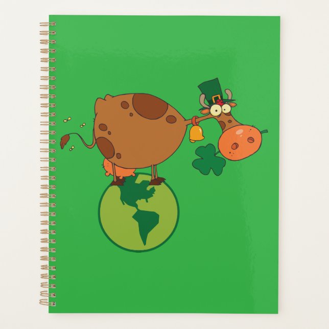 Irish Leprechaun Cow Standing on Planet Earth (Devant)