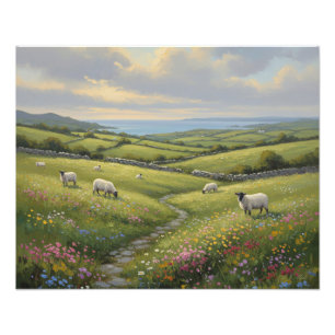 Irish Meadow au printemps Art mural de ferme vinta