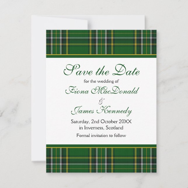 Irish National Tartan Wedding Enregistrer la carte (Devant)