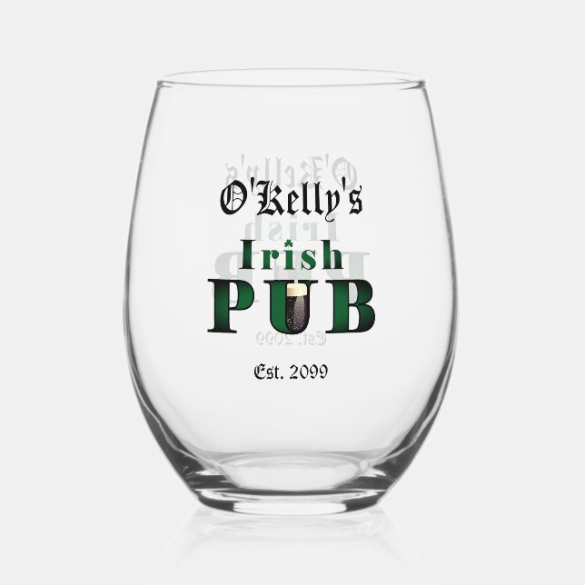Irish Pub Vin Stemless Cocktail Verre Verre Vaisse (Recto)