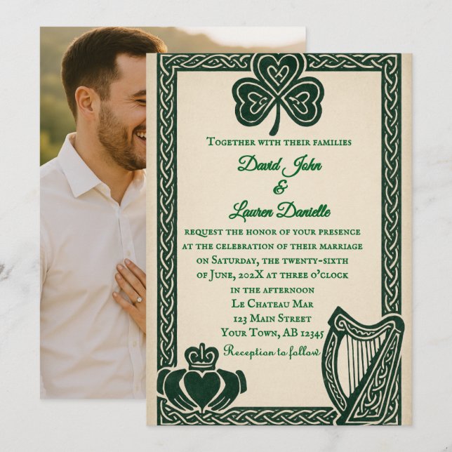 Irish Serenity Photo Wedding Invitation (Devant / Derrière)