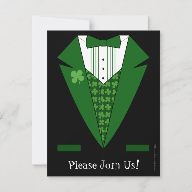Irish Tuxedo St. Patrick's Day Party Invitations (Devant)