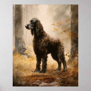 Irish Water Spaniel Dog Art Imprimer Poster