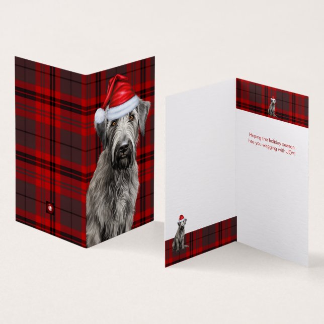 Irish Wolfhound de Noël Rouge Carreaux de Noël (Inside and Outside)