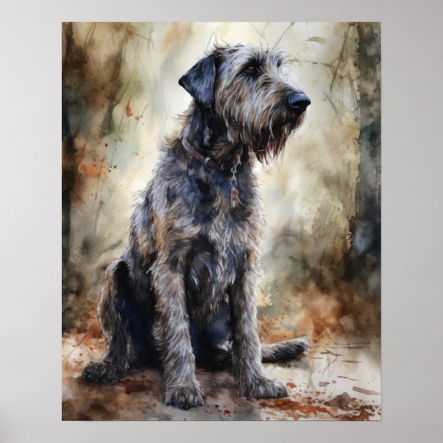 Irish Wolfhound Dog Art Poster (Devant)
