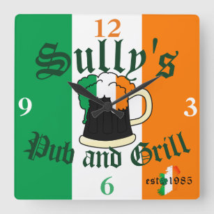 Irlandais Beer Pint Bar and Grill Name Horloge