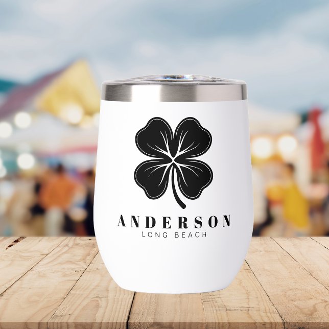 Irlandais Lucky Four Black Leaf Clover avec nom (Créateur téléchargé)