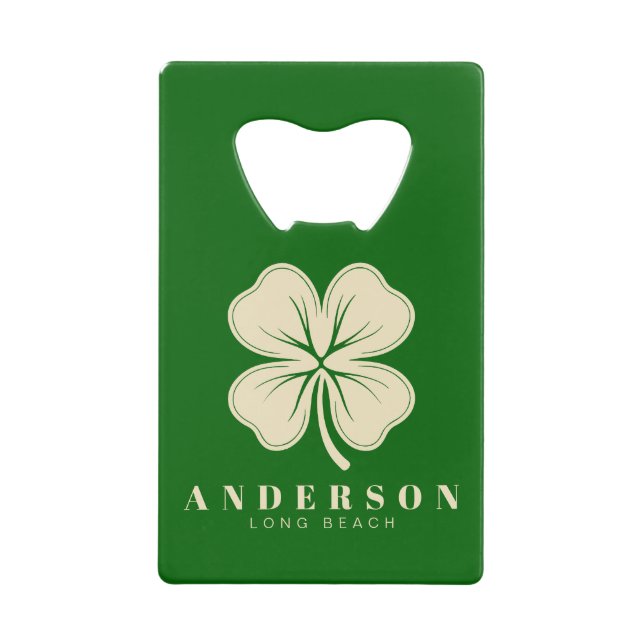 Irlandais Lucky Four Leaf Clover avec le nom vert (Devant)