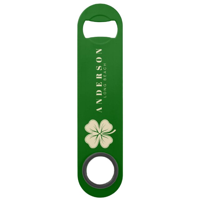 Irlandais Lucky Four Leaf Clover avec le nom vert (Devant)