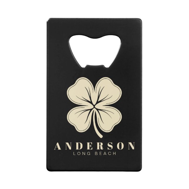 Irlandais Lucky Four Leaf Clover avec nom noir (Devant)