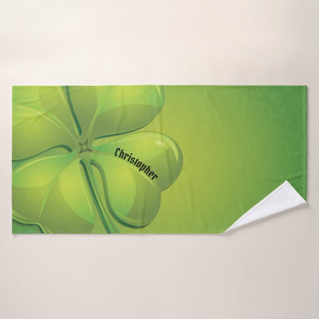 Irlandais St Patrick’s Day Shamrock vert Personnal (Serviette de bain)