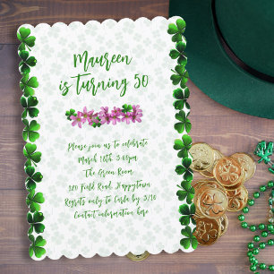 Irlande Anniversaire Shamrocks Invitations