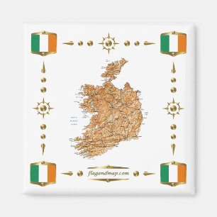 Irlande Carte + Indicateurs Magnet