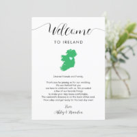 Irlande Carte Mariage Bienvenue lettre Itinéraire