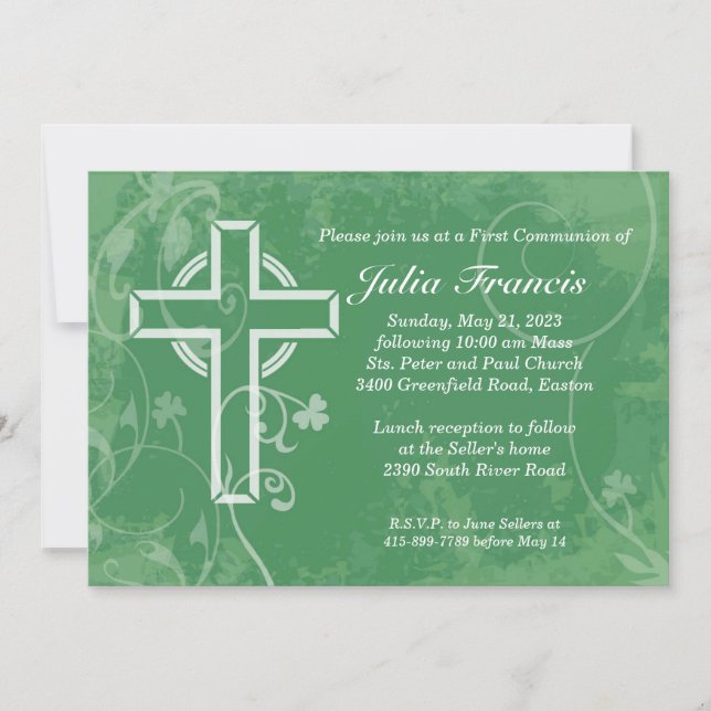Irlande Cross First Communion Invitation (Devant)