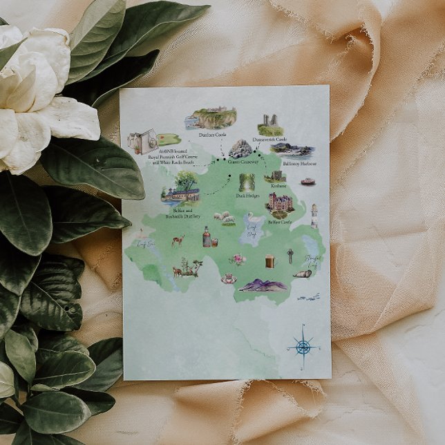 Irlande du Nord | Carte itinéraire de mariage  (Créateur téléchargé)
