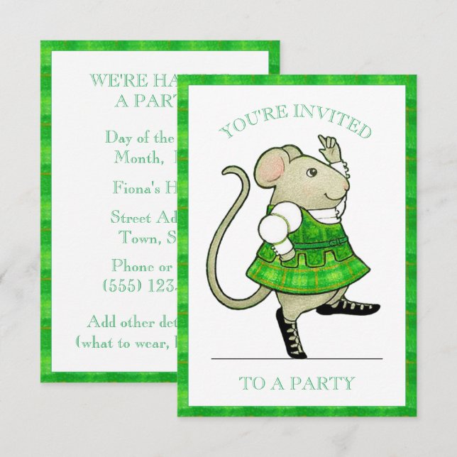 IRLANDE JIG MOUSE 3.5x5 Invitation de partie (Devant / Derrière)