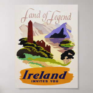 Irlande, Pays de la légende, affiche Vintage voyag