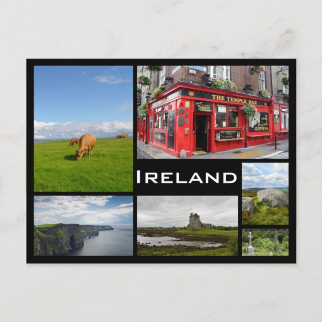 Irlande paysages noir cadre collage carte postale (Devant)