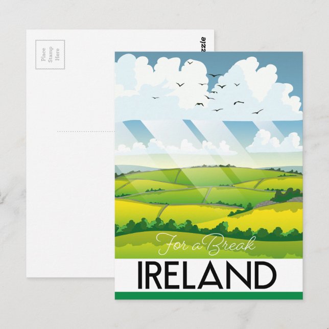 Irlande pour une carte postale de voyage de vacanc (Devant / Derrière)