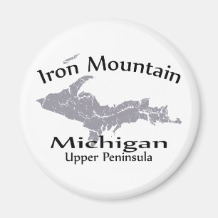 Iron Mountain Michigan Map Design Magnet