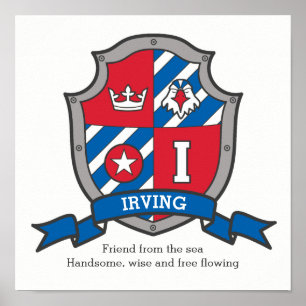 Irving nom signifie lettre garçons I affiche d'ois