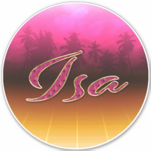 Isa prénom Nom autocollant Sticker or rose