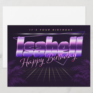 Isabell prénom carte rétro lilas pour un anniversa