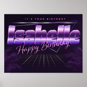 Isabelle Nom Vorname lila retro Poster Geburtstag