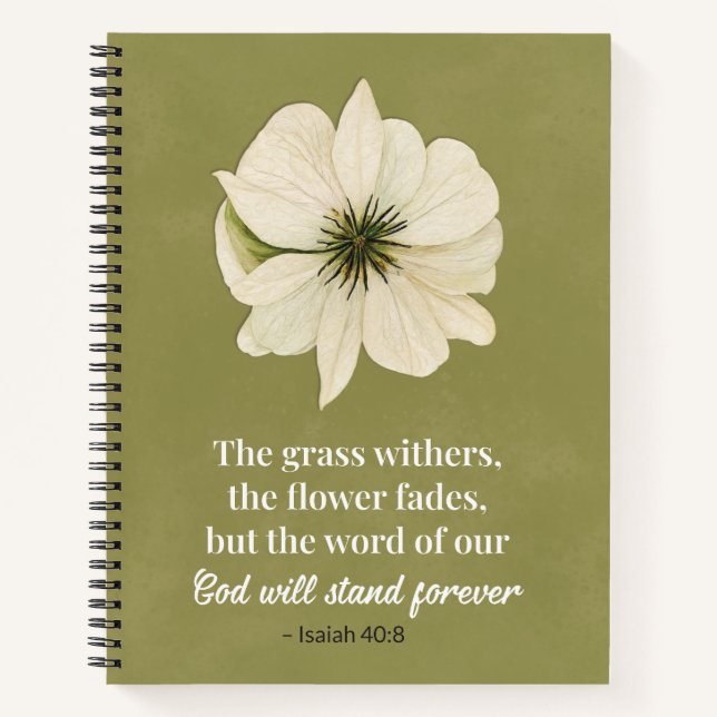 Isaïe 40:8 Floral Bible Verse Christian Journal (Devant)