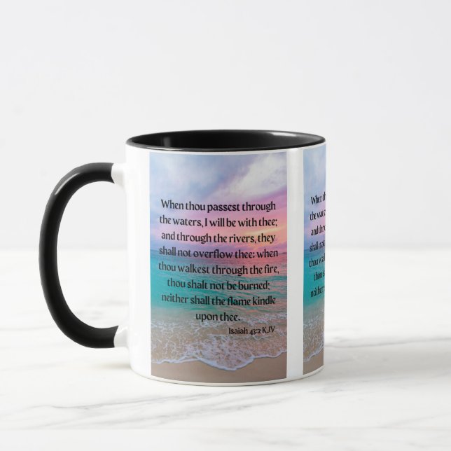 Isaïe 43:2 KJV Bible Verse Pic Mug Deux Tons (Gauche)
