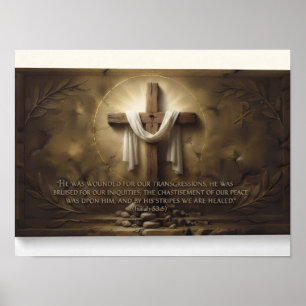 Isaïe 53:5 Affiche de la Croix – Par Ses Blessures