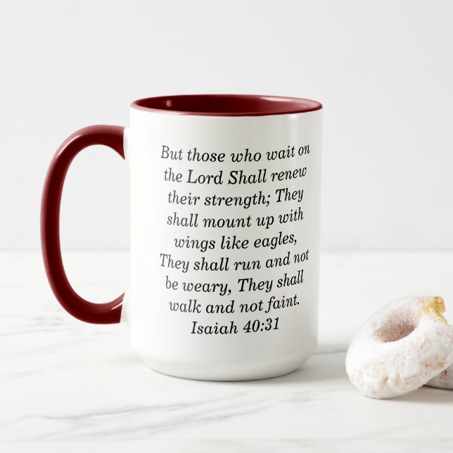 Isaïe 54:17 Écriture Personnalisée Mug à café à de (Avec donut)