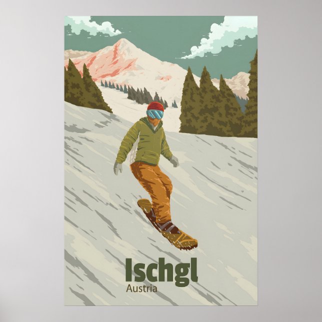 Ischgl Autriche Affiche de voyage pour le snowboar (Devant)