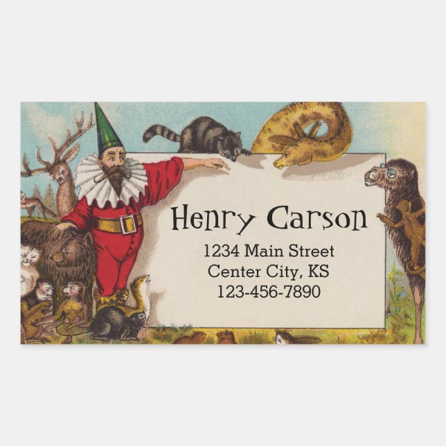 Isidore l'elfe et ses animaux Adresse Sticker (Devant)